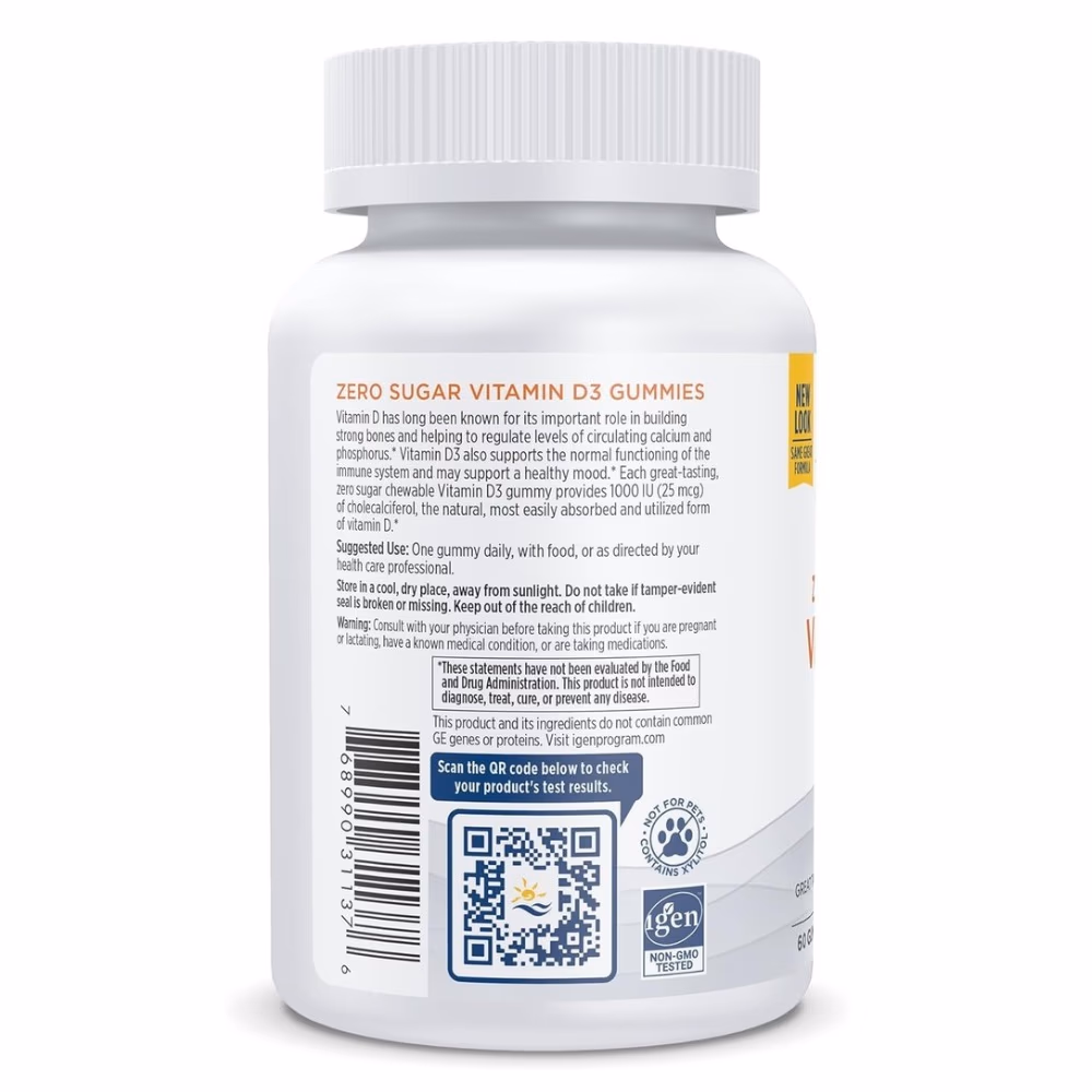 Nordic Zero Sugar Vitamin D3 1000IU 60 Gummies 2
