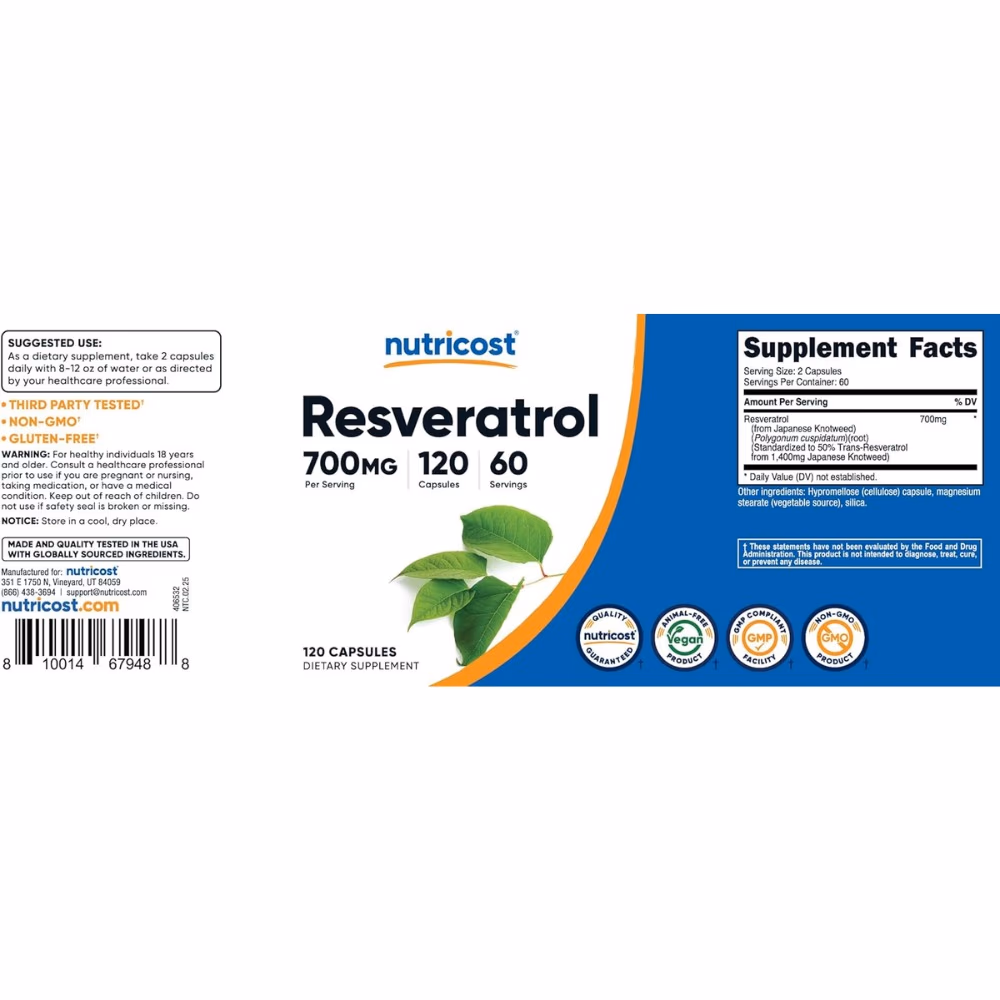 Nutricost Resveratrol 700mg -120 Capsules  4