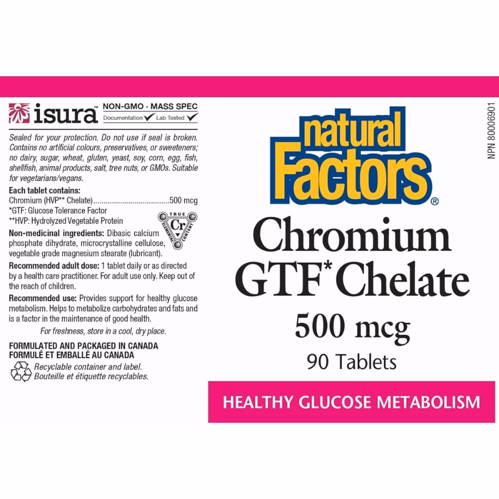 Natural Factors Chromium GTF Chelate 500mcg 90 Tablets 3