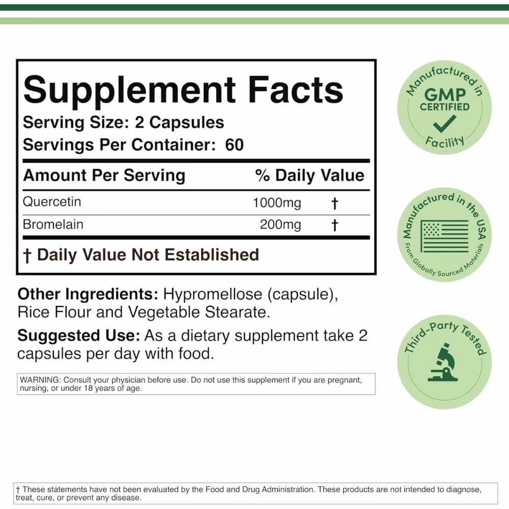 Double Wood Quercetin 1200mg 120 Capsules 2