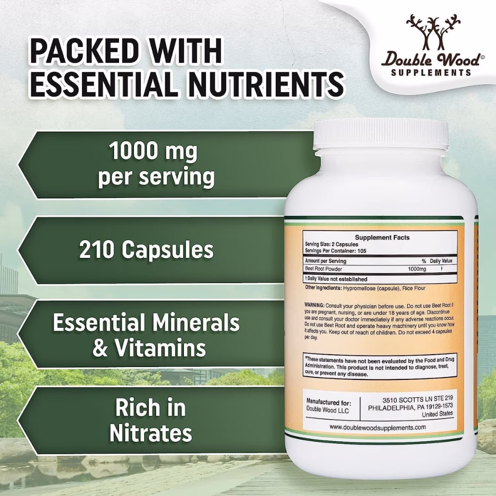 Double Wood Beetroot 1000mg 210 Capsules  3