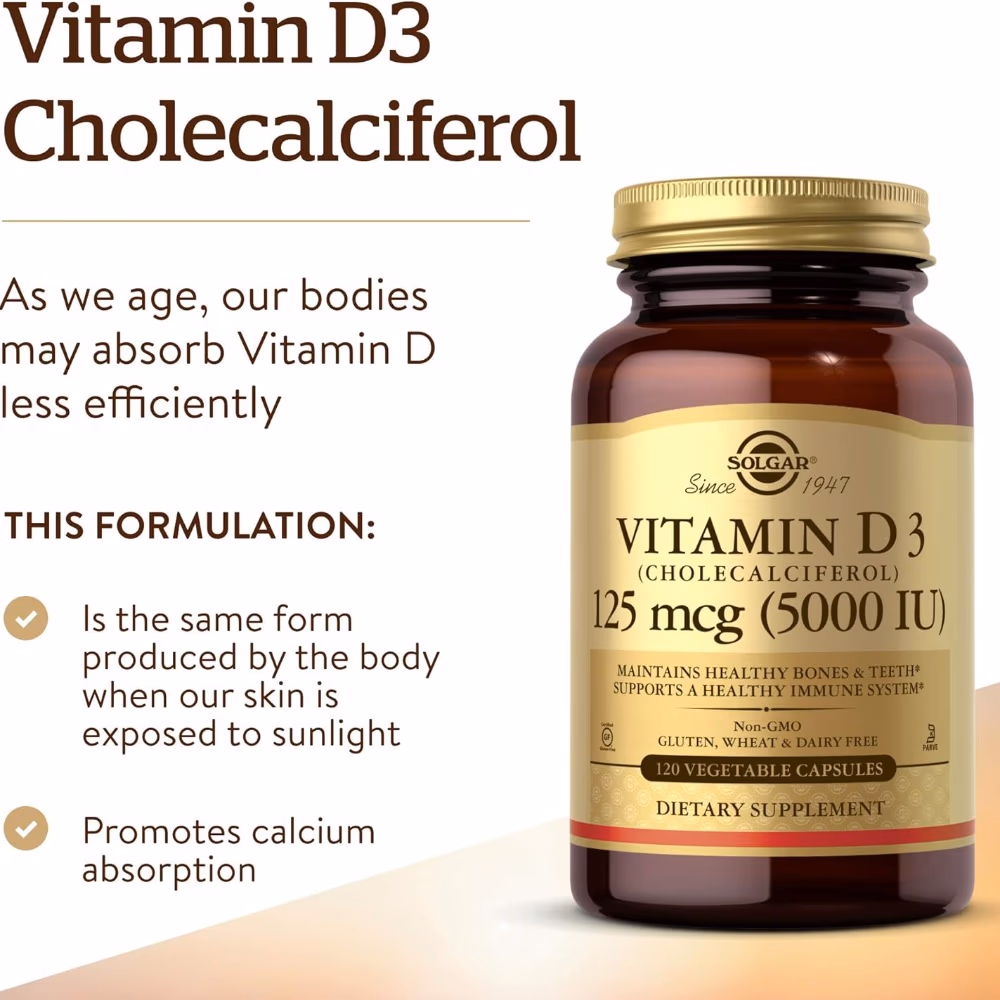 Solgar Vitamin D3 125mcg (5000IU) -100 Softgels 3