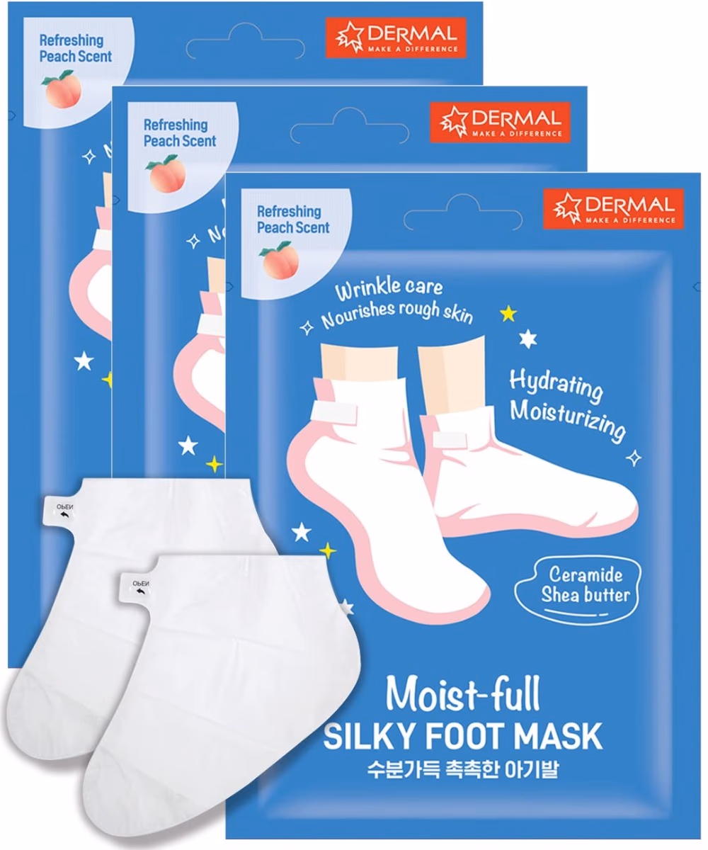 Dermal Moist Full Silky Foot Mask (Peach) 3