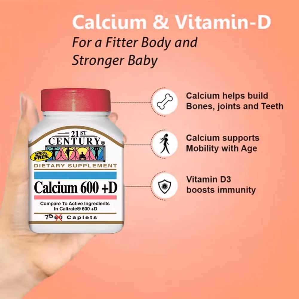 21st Century Calcium 600 + Vitamn D - Bone & Joint Health Supplement (75 Tablets) 5