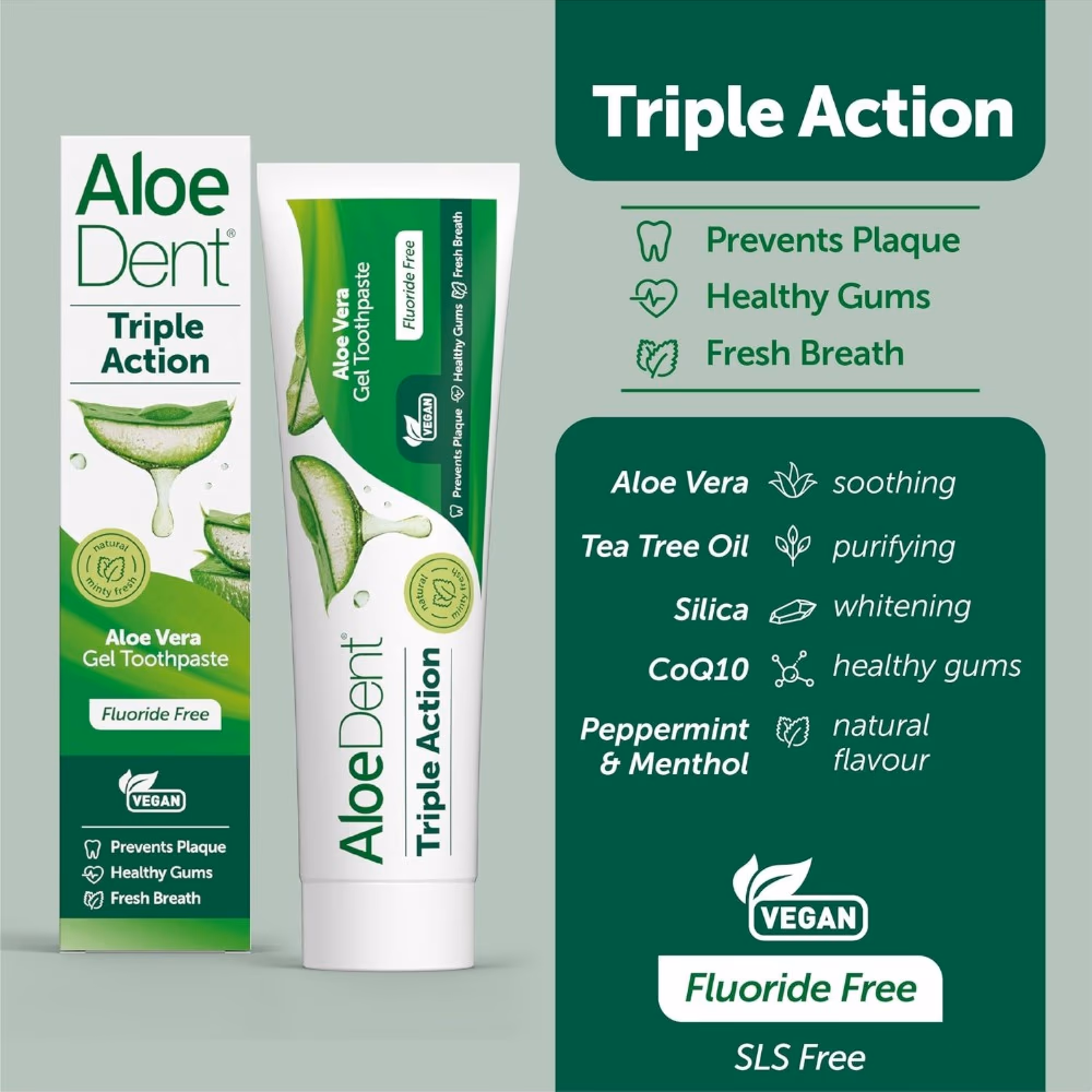 AloeDent Aloe Vera Triple Action Toothpaste 50ml 2