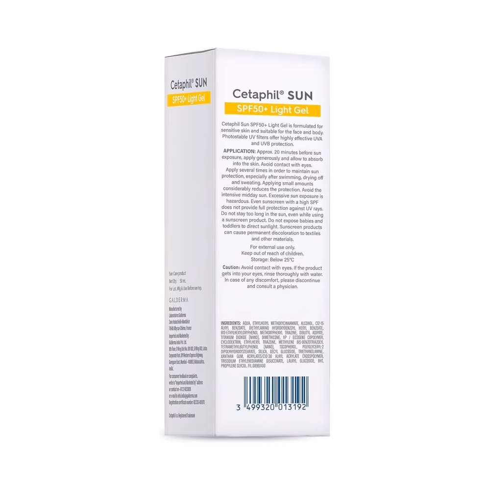 Cetaphil Sun SPF 50+ Light Gel 50ml – Lightweight Sunscreen for Face & Body, Sensitive Skin Friendly 4