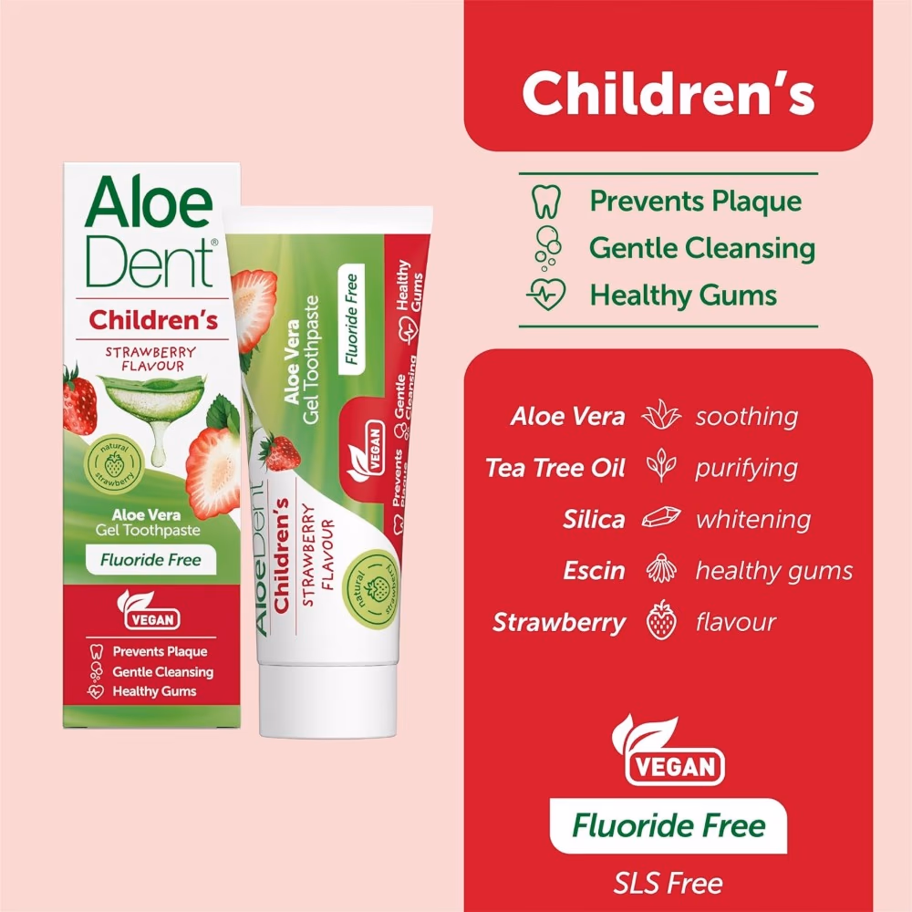 AloeDent Childrens Fluoride-Free Toothpaste 50ml 2