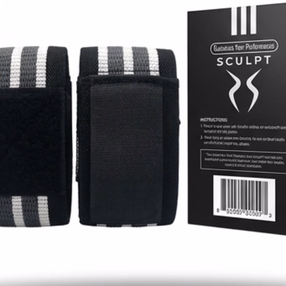 Sculpt Non Slip Knee Wrap Black & White (6061) 4