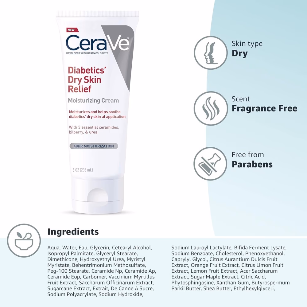 CeraVe Diabetics Dry Skin Relief Moisturizing Cream 236Ml 5