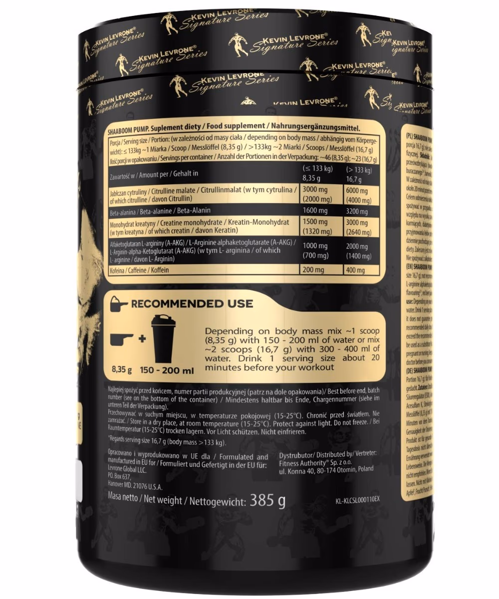 Kevin Levrone Shaaboom Pump 385gm - Orange Mango Flavour 2