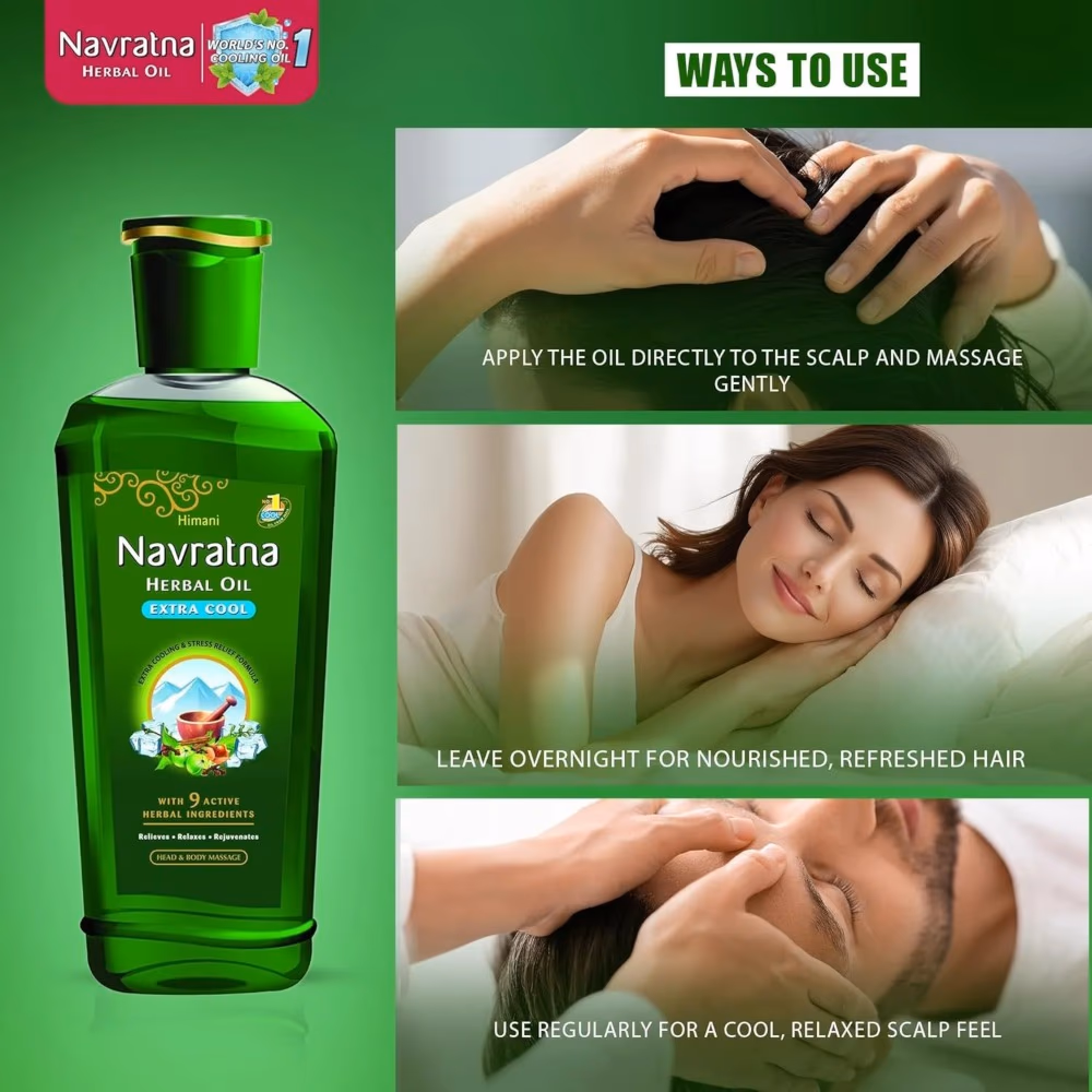 Navratna Extra Cool Herbal Oil 200ml 5