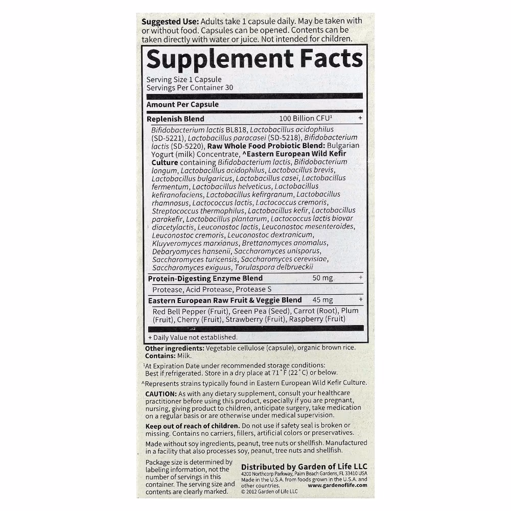 Garden of Life Raw Probiotics Ultimate Care 100Billion Vegan Capsules 30S 3