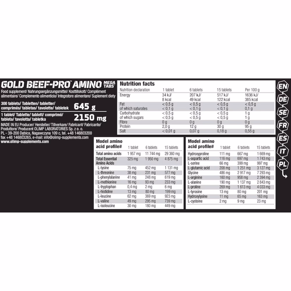 Olimp Gold Beef-Pro Amino Mega Tabs 300 Tablets 3
