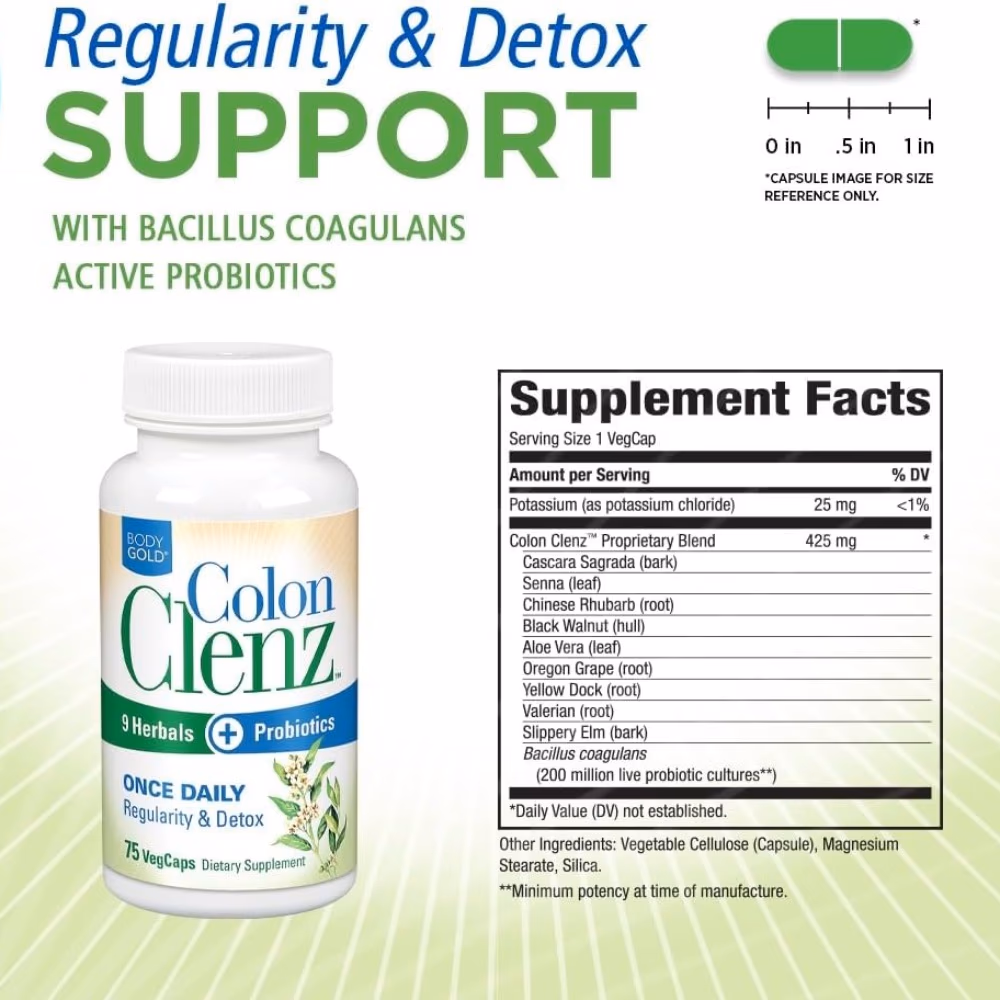 Body Gold Colon Clenz Probiotics 42 Vegetarian Capsules 3