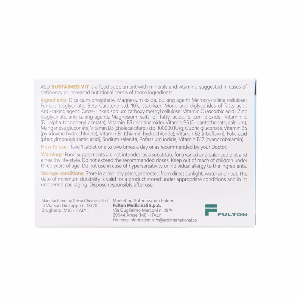 ASD Sustained Vit Multivitamin and Mineral Tablets 30s 3