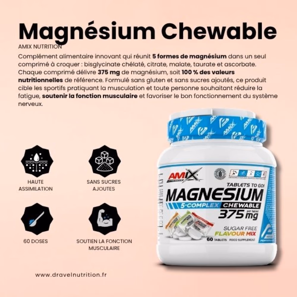 Amix Magnesium Chewable 375mg 60 Tablets 2