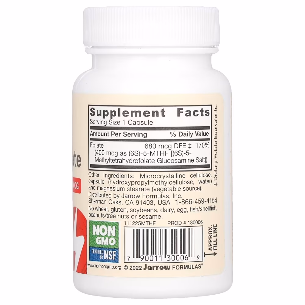 Jarrow Methyl Folate 400 Micrograms Capsules 60 Capsules 2