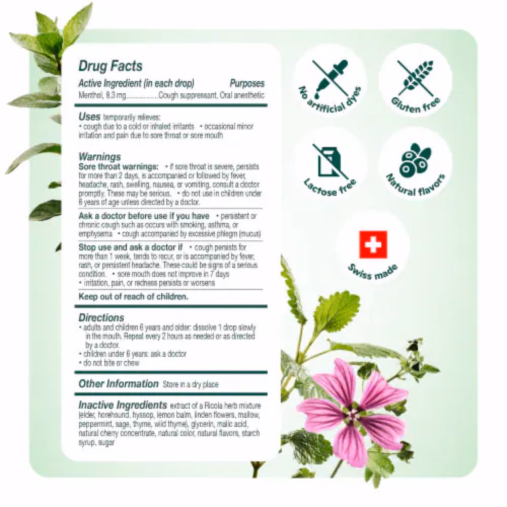 Ricola Throat Care Drops Swiss Cherry 34s 3