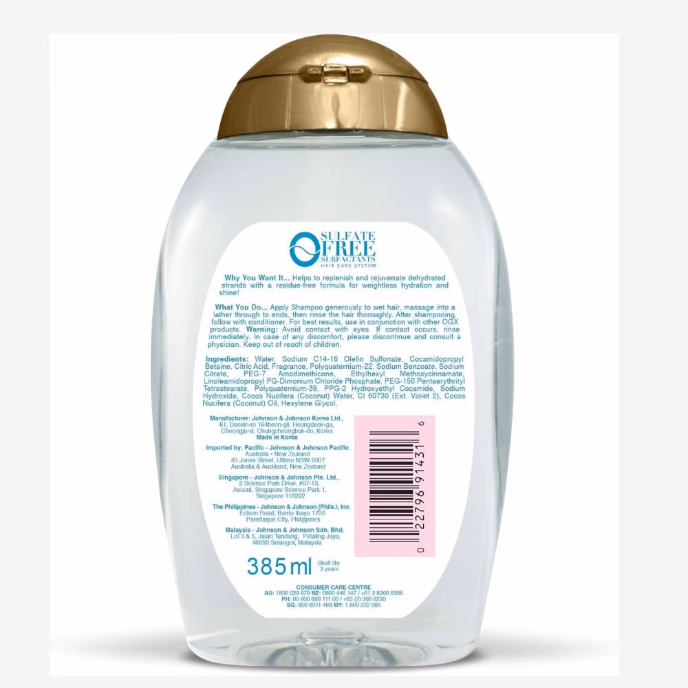 OGX Weightless Hydration Coconut Water Shampoo 385ml 2