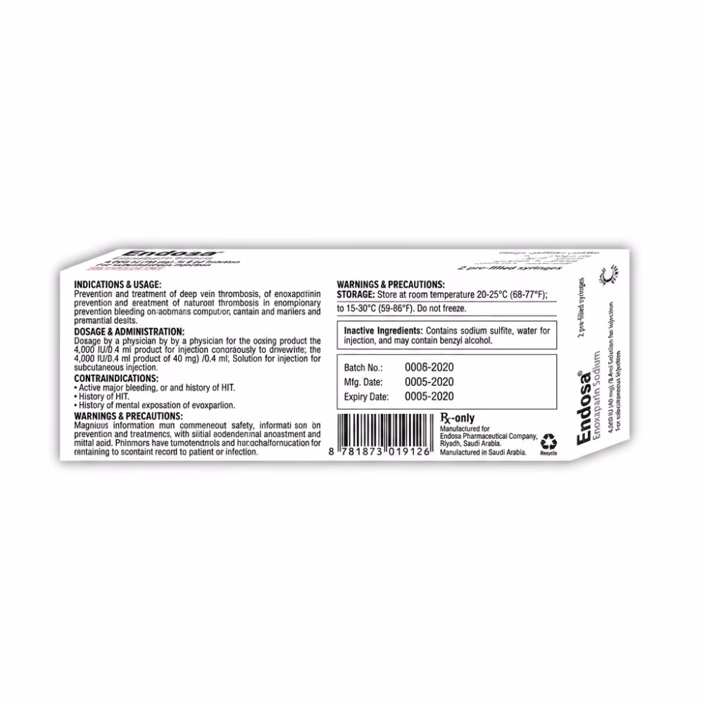 Endosa 40mg/0.4ml Pre-Filled Syringes Pack of 2 3