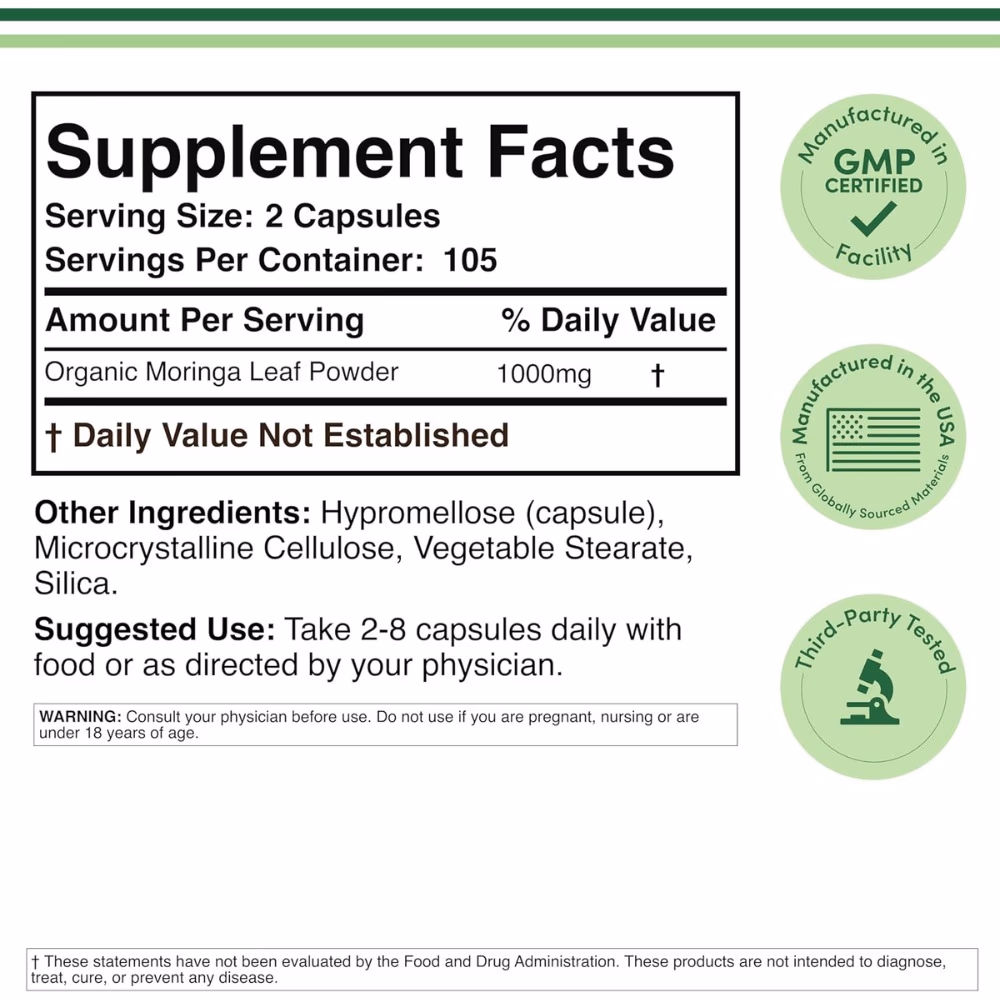 Double Wood Moringa 1000mg 210 Capsules 2