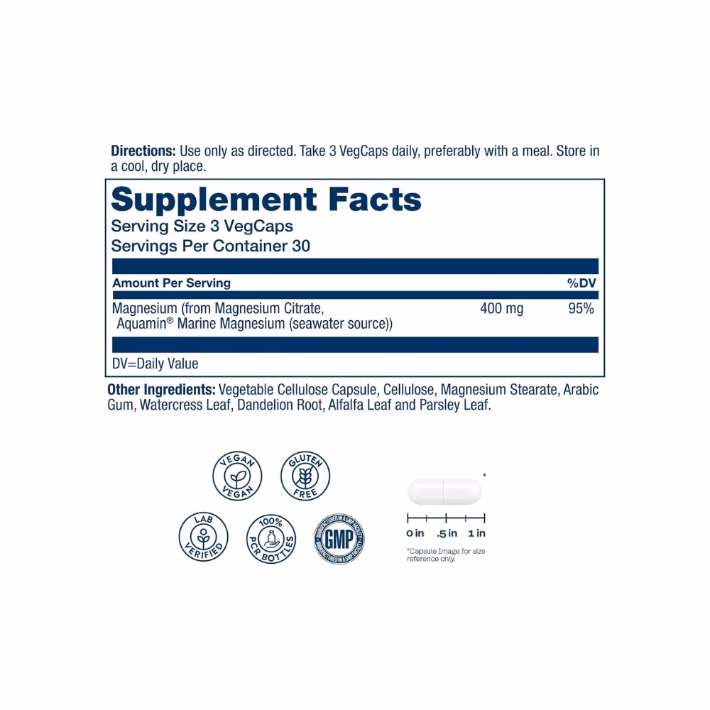  Solaray Magnesium Citrate 400 mg Capsules 90s 2