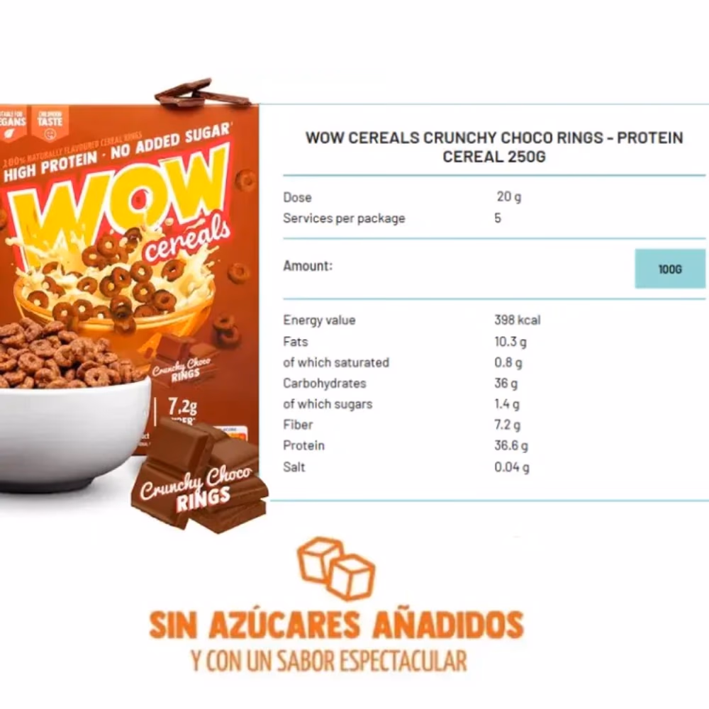 WOW Cereals Crunchy Choco Rings 250g 2