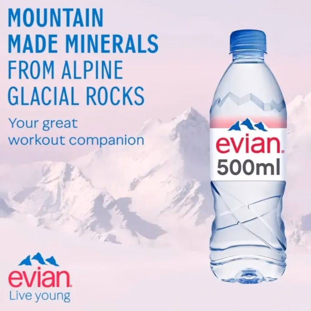 Evian Natural Mineral Water 500ML 3