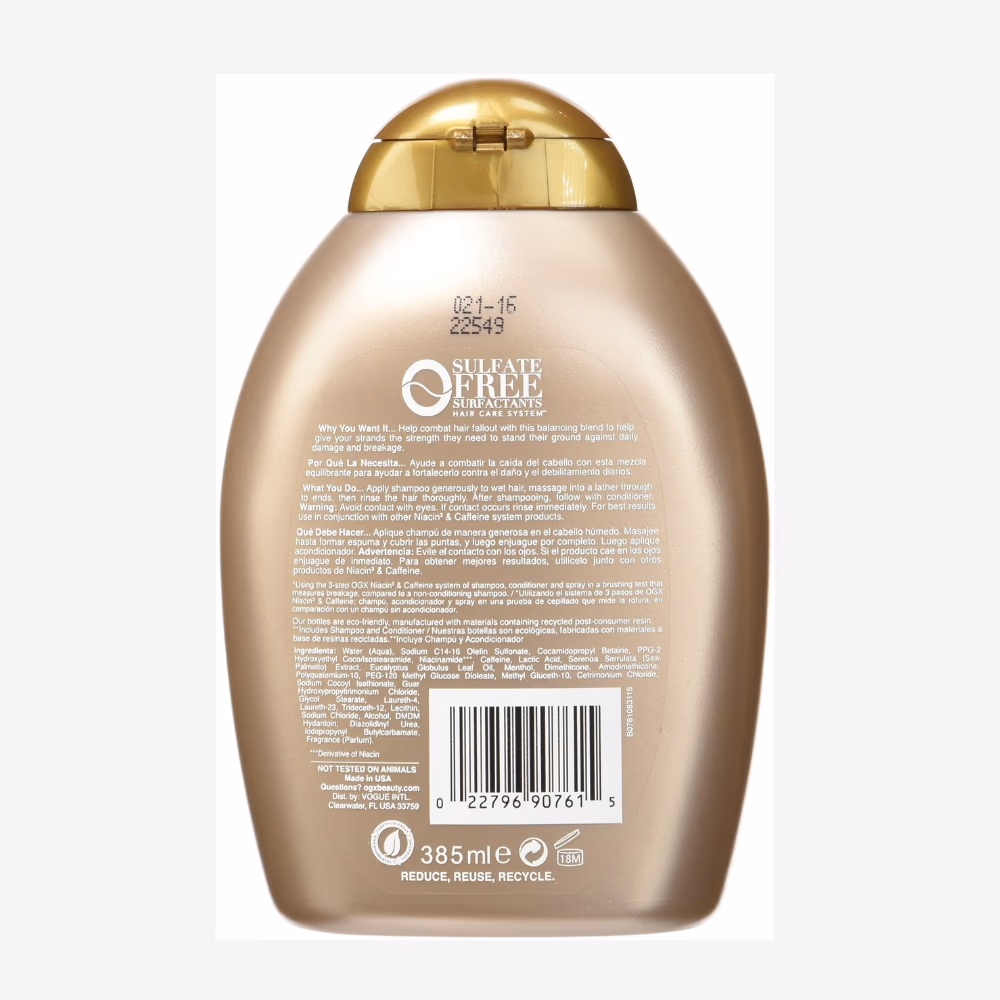 OGX Niacinamide and Caffeine Shampoo 385ml 2