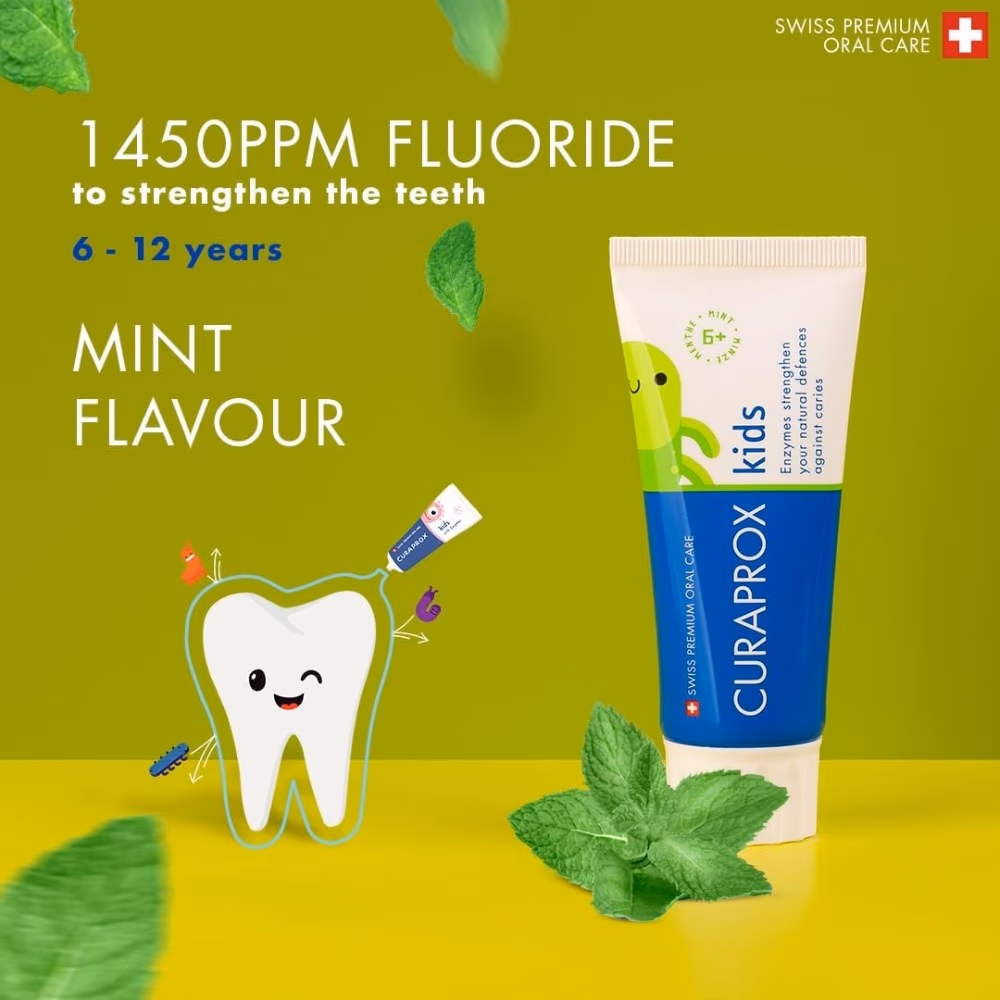 Curaprox Kids Toothpaste Mint 60ml – Gentle Fluoride Protection for Ages 6 Plus 4