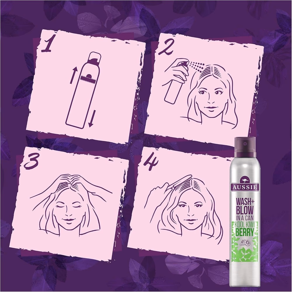 Aussie Wash & Blow Kiwi Berry Dry Shampoo 180ml 3