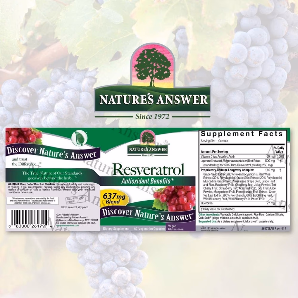 Natures Answer Resveratrol 637mg - 60 Capsules 4