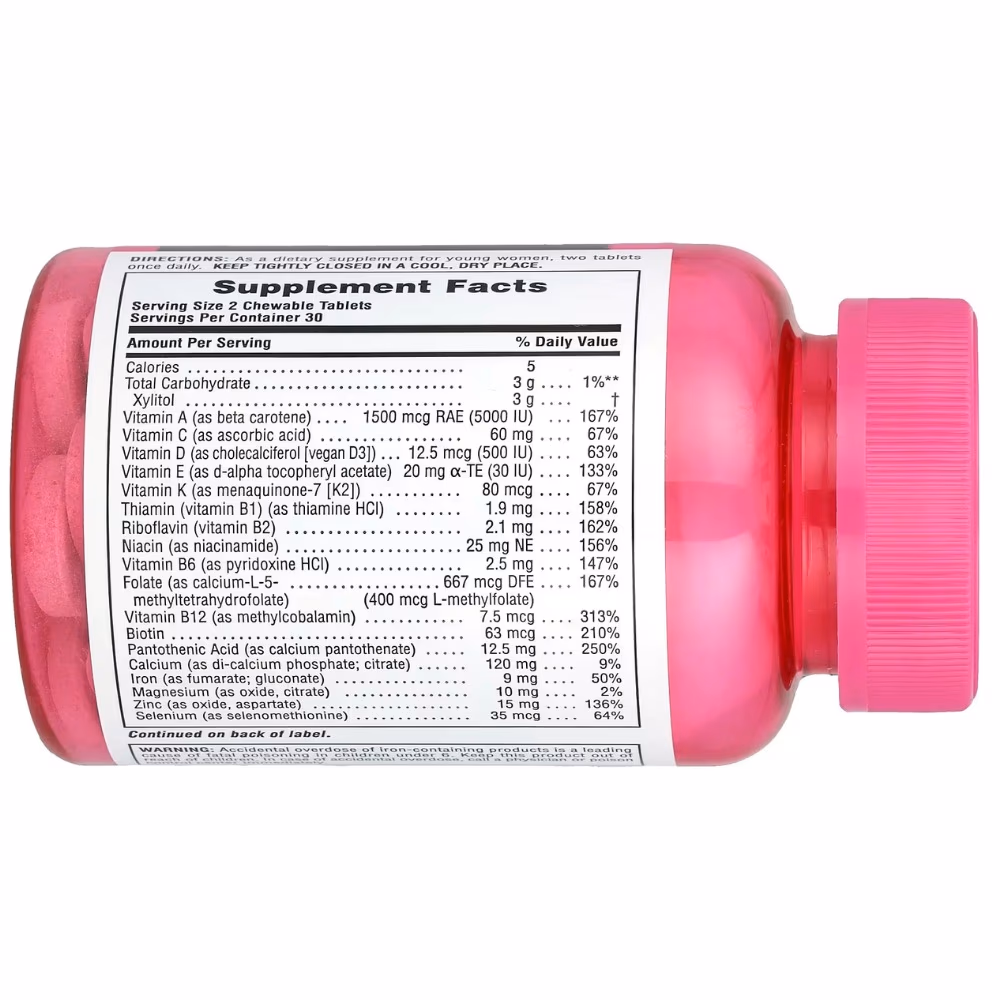 Natures Plus  Power Teen  Multivitamin for Her Chewablesable 60s 2