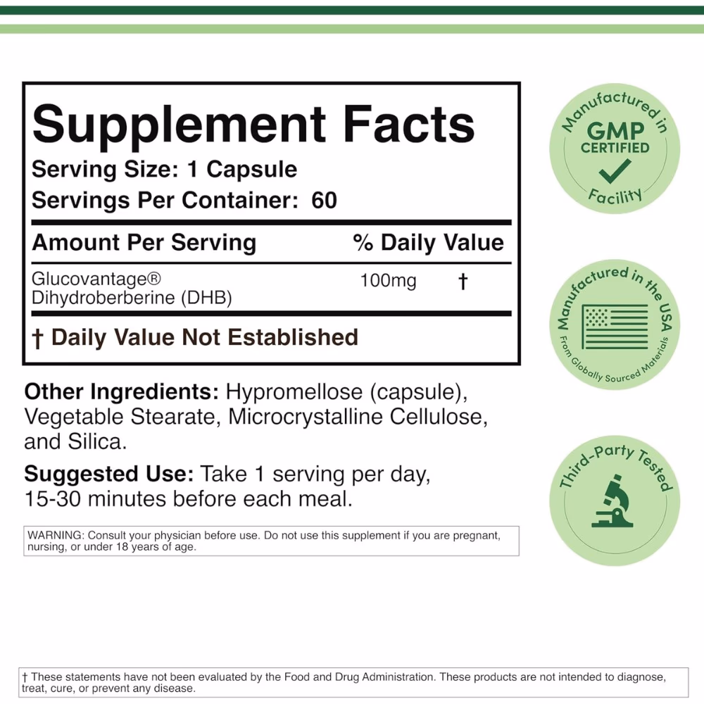 Double Wood Dihydroberberine 100mg 60 Capsules 2