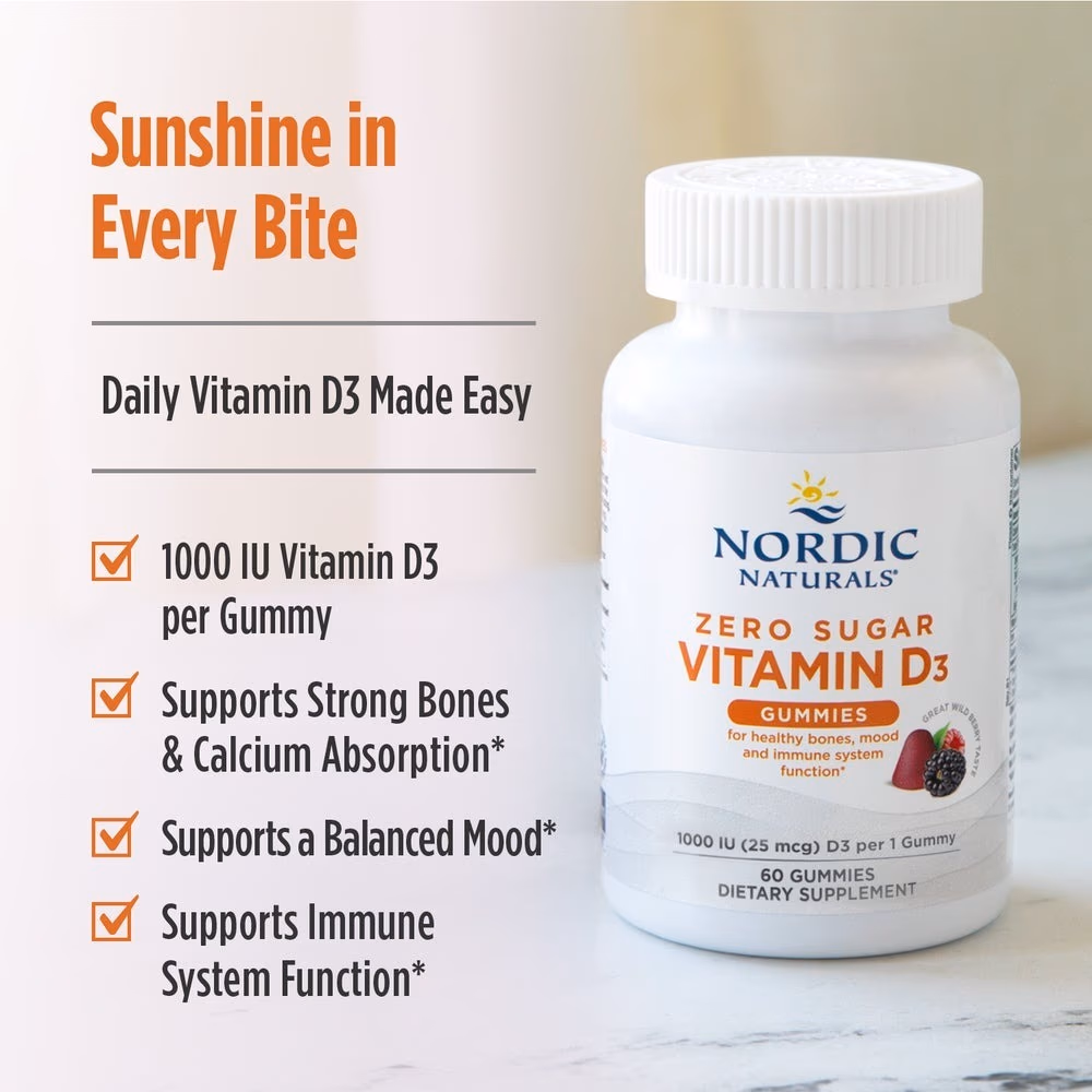 Nordic Zero Sugar Vitamin D3 1000IU 60 Gummies 3