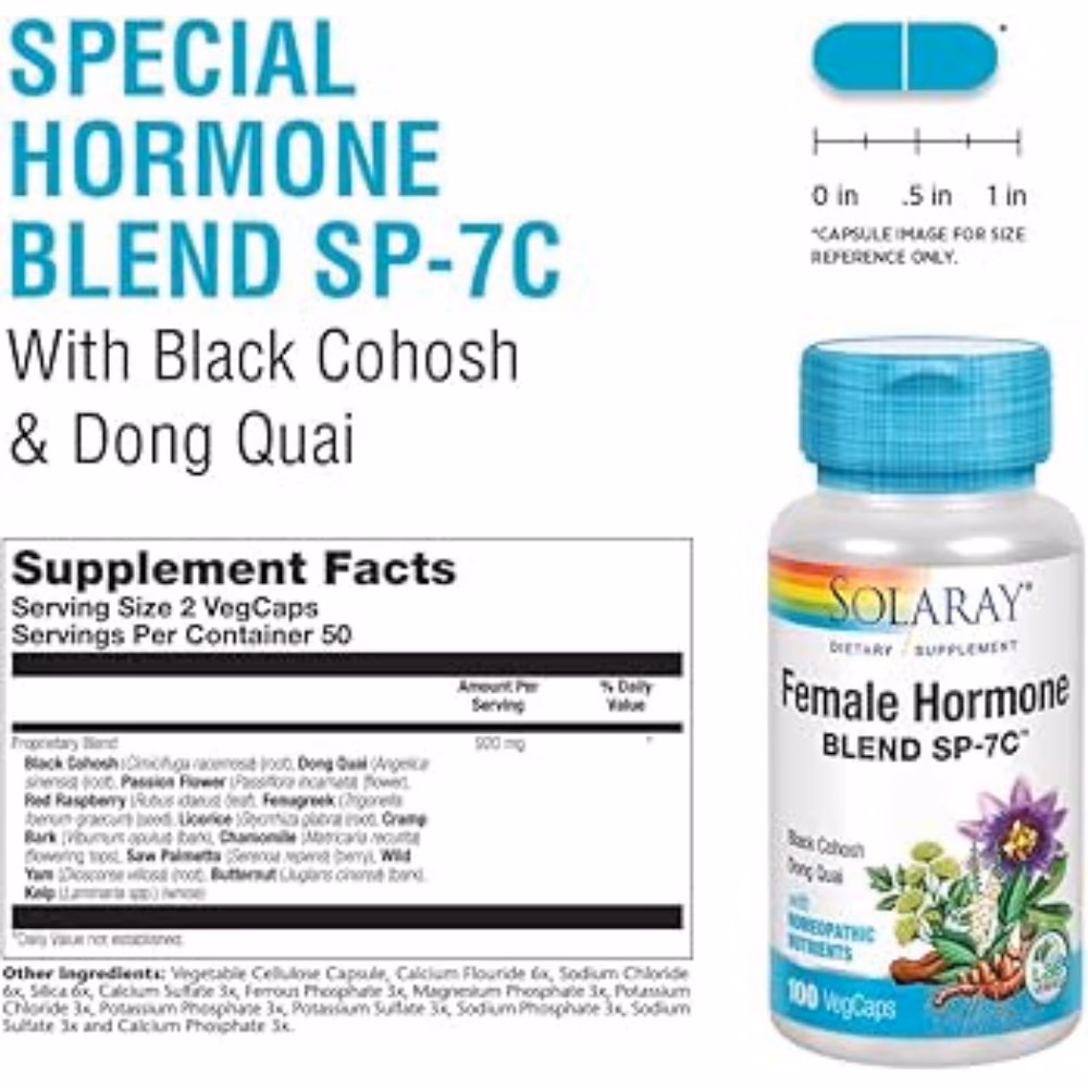 Solaray Female Hormone Blend SP-7C,Vegetarian Capsules, 100s 3
