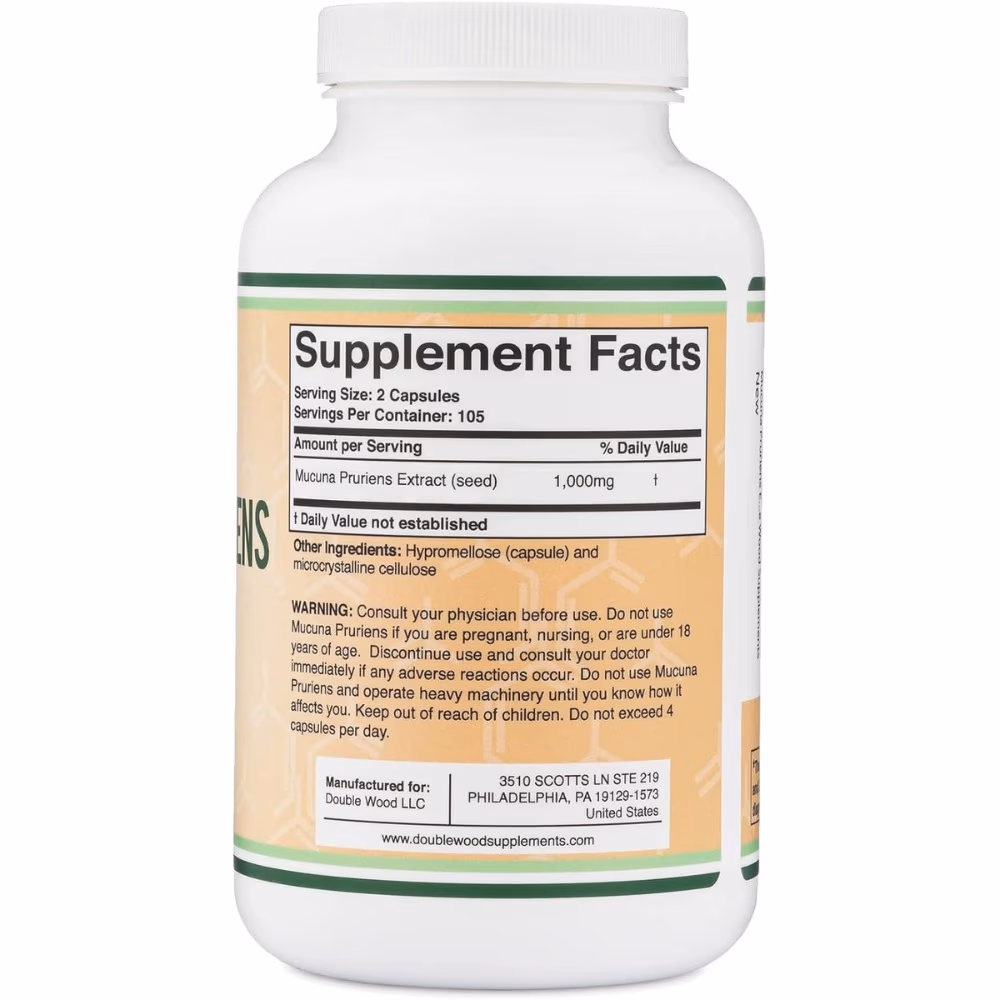 Double Wood Mucuna Pruriens Extract 1000mg 120 Capsules 3