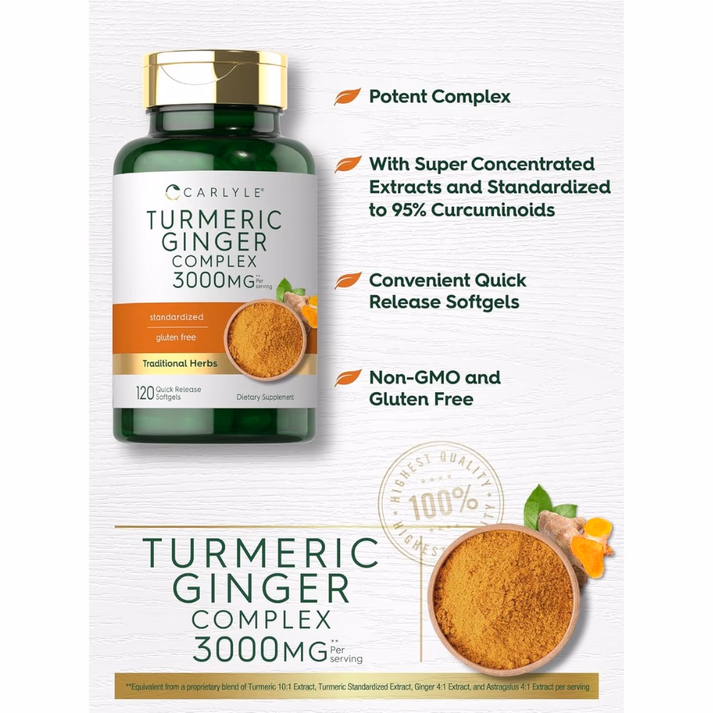 Carlyle Turmeric Ginger Complex 3000mg 120 Softgels  3