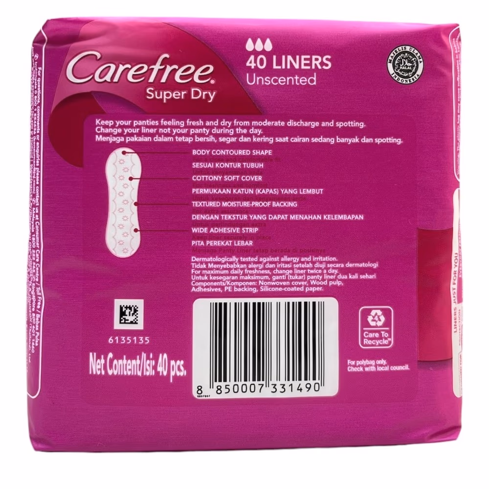 Carefree Super Dry Panty Liners 40s 5