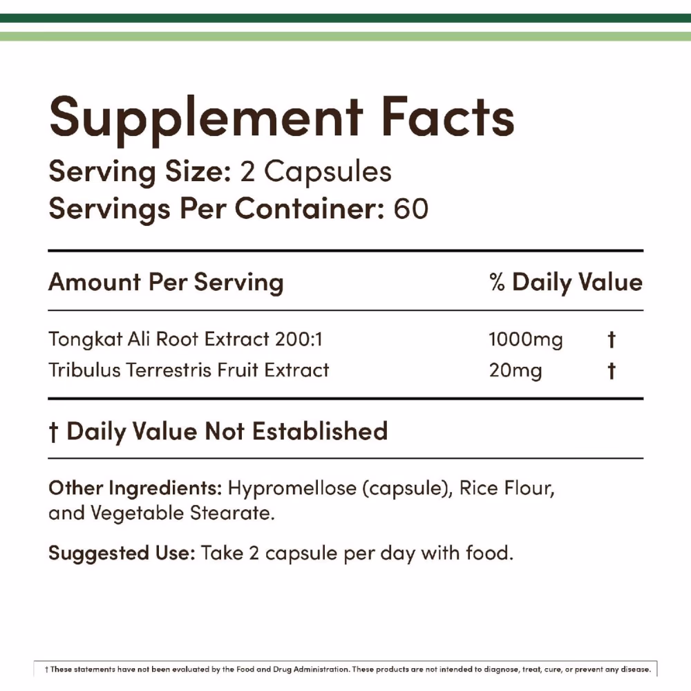 Double Wood Tongkat Ali Complex 1020 mg -120 Capsules  2