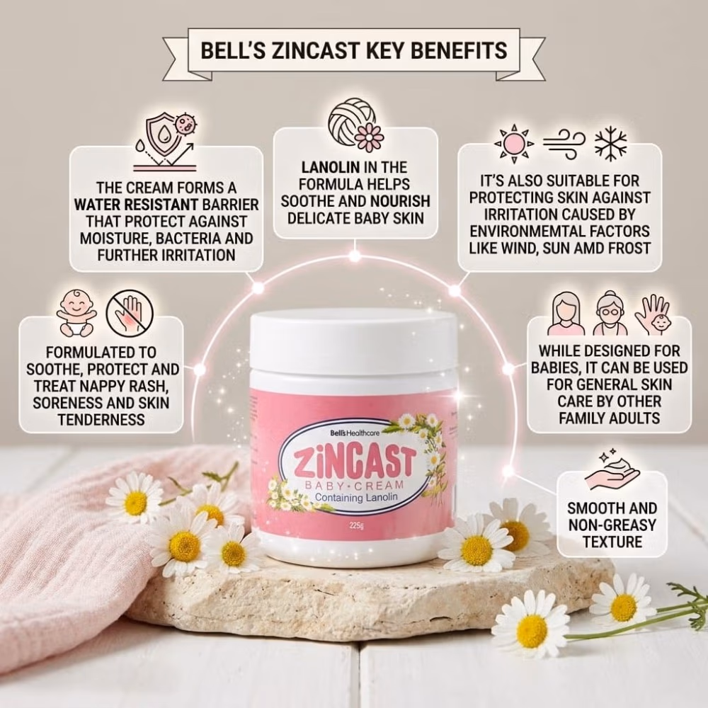 Bells Zincast Baby Cream 225gm 2