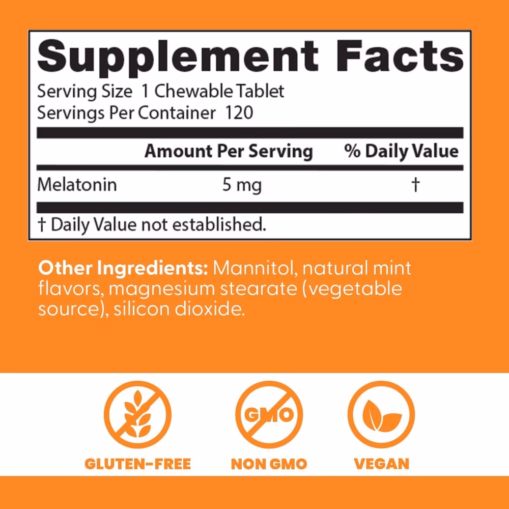 Doctor's Best Melatonin 5mg - 120 Chewable Tablets 4