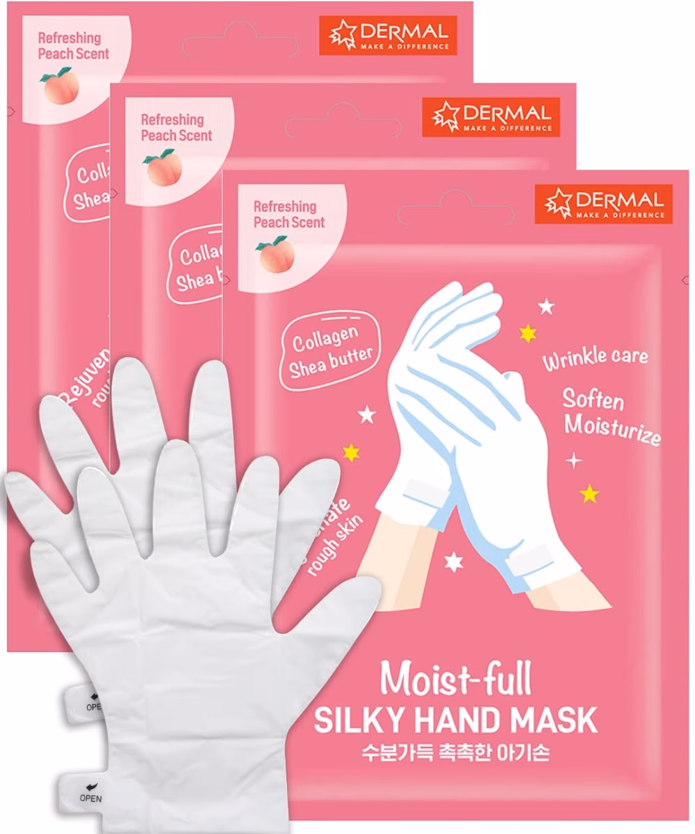 Dermal Moist Full Silky Hand Mask (Peach) 2