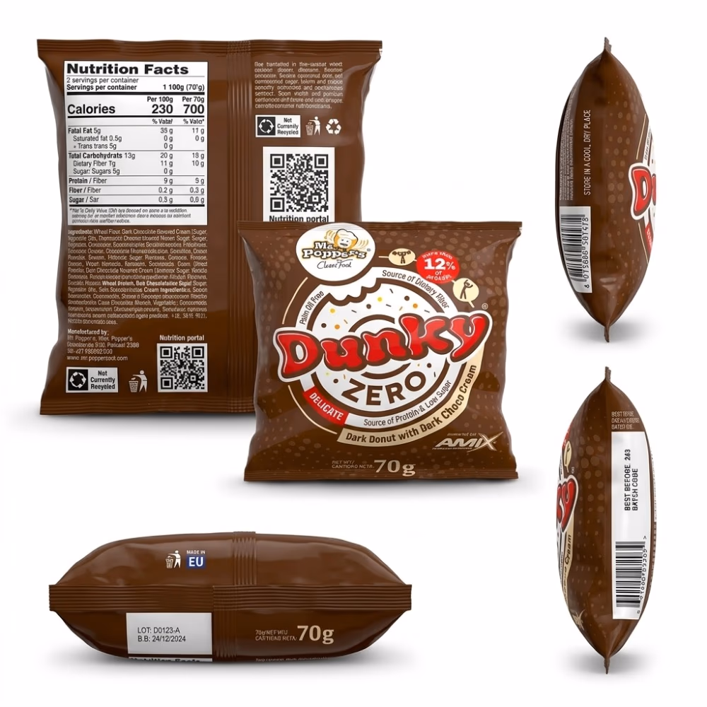 Amix Dunky Zero Donut Dark Chocolate 70g – Low Sugar, High Protein, Delicious Guilt-Free Snack 2
