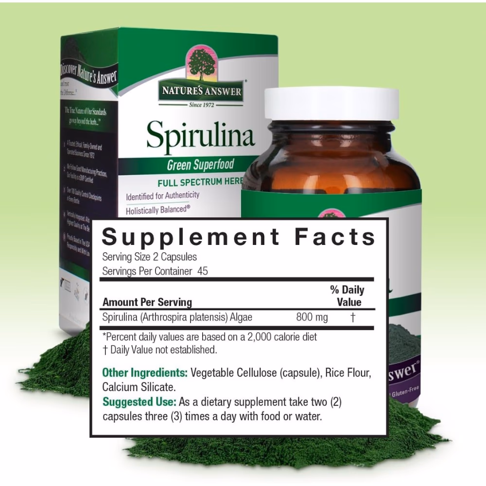 Natures Answer Spirulina 800mg-90 Capsules 4