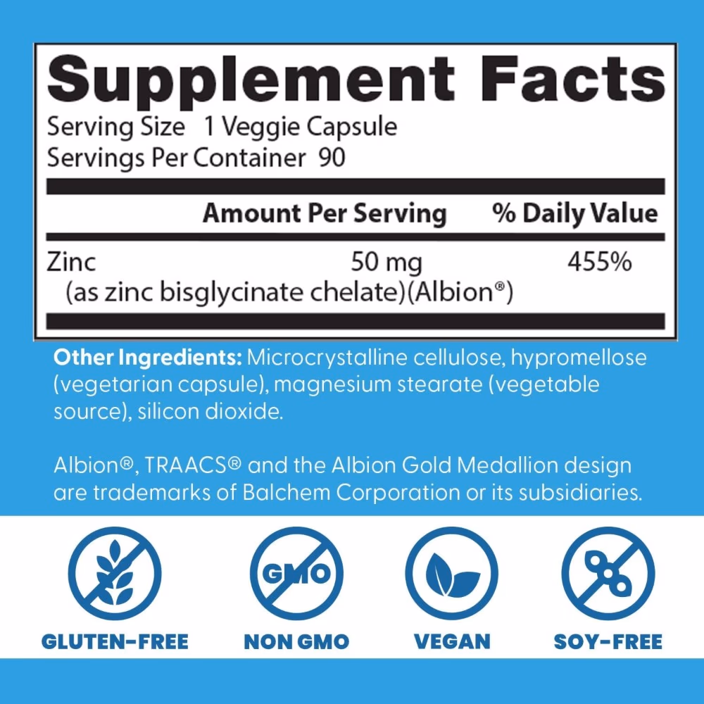 Doctor's Best High Absorption Zinc Bisglycinate 50mg, 90 Capsules 3