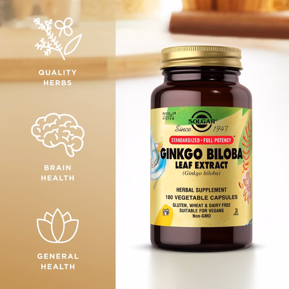 Solgar Ginkgo Biloba Leaf Extract 180 Vegetable Capsules 2