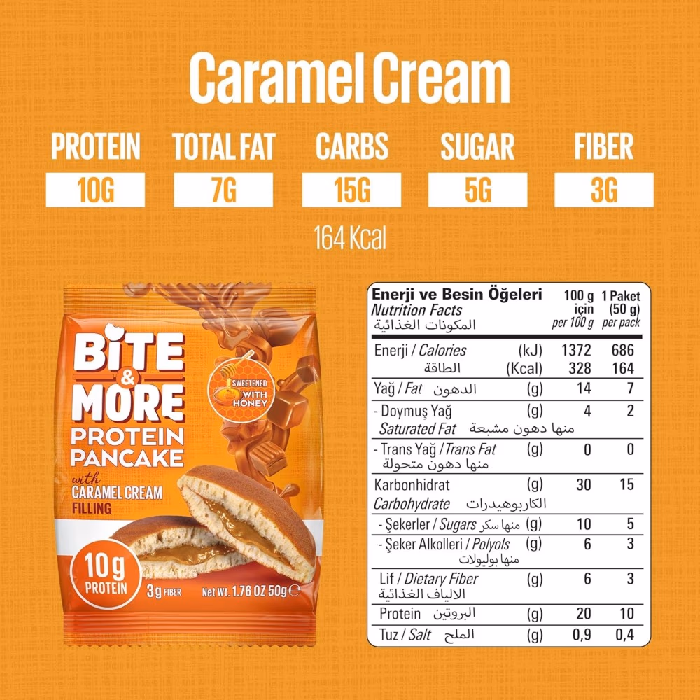 Bite & More Protein Pancake Caramel Cream 50gm 3