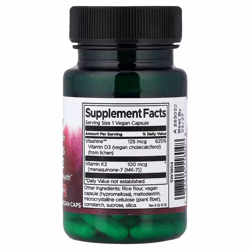 Swanson Vitamin D3 and Vitamin K2 Capsules 60 Capsules 2
