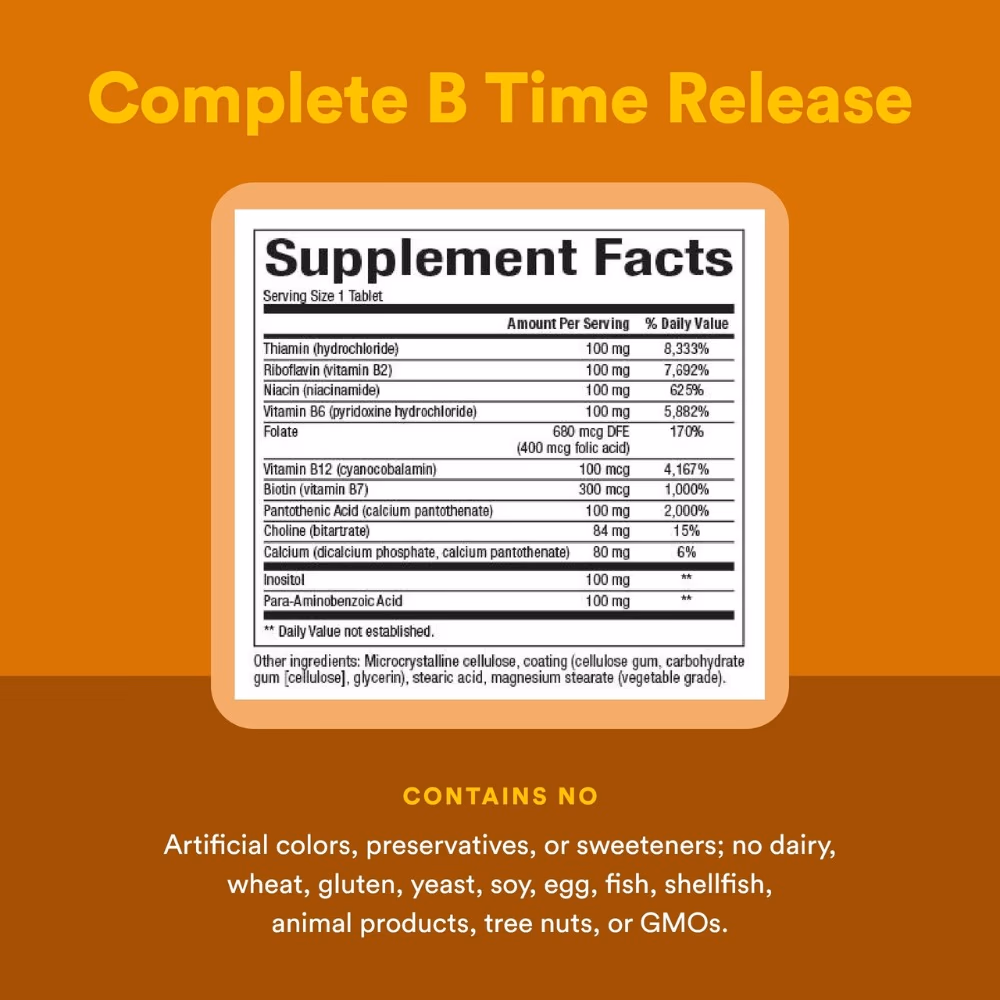 Natural Factors Complete B 100mg Timed-Release 90 Tablets 4